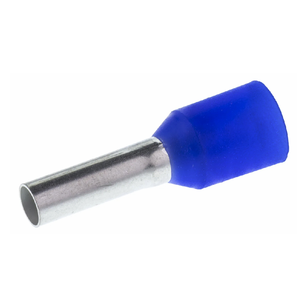 Terminal Tubular Ilhos Longo 16mm Azul c/ 100 und. - Imagem 2