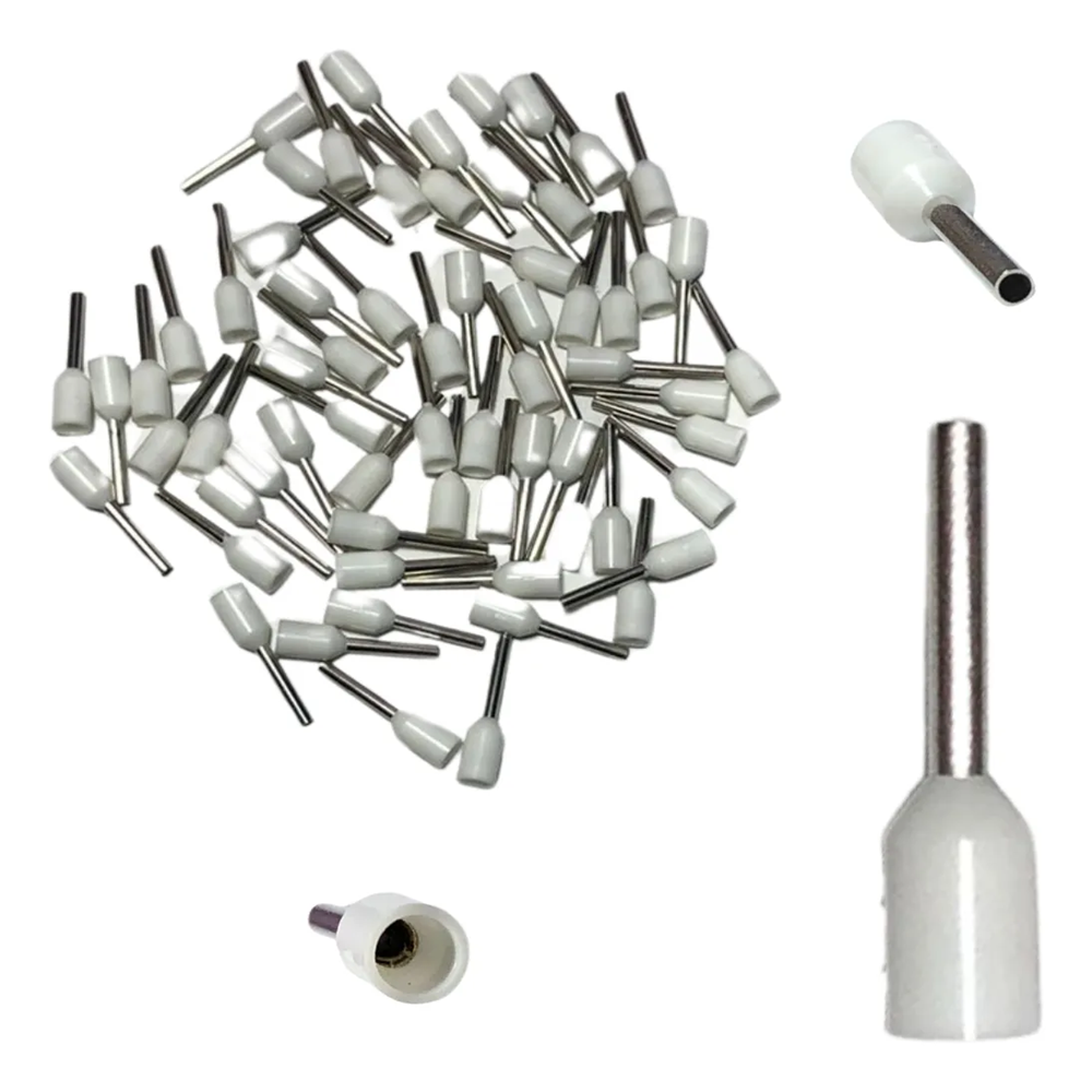 Terminal Tubular Ilhos Simples 0,5mm Branco c/ 100 und. - Imagem 2
