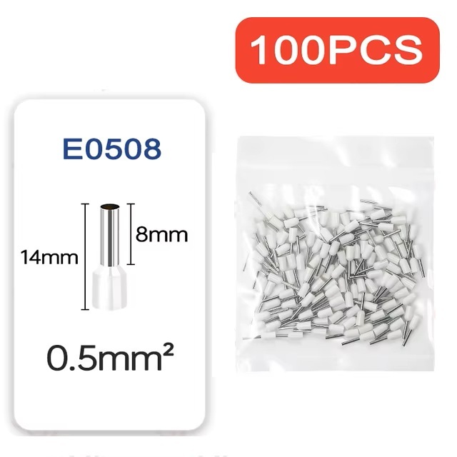 Terminal Tubular Ilhos Simples 0,5mm Branco c/ 100 und. - Imagem 3