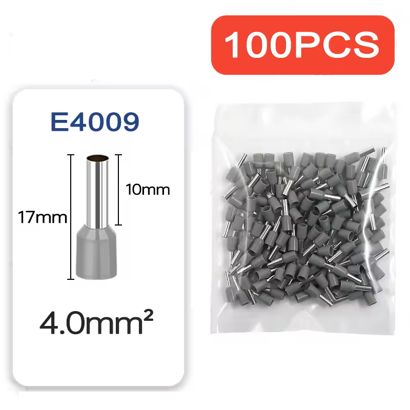 Terminal Tubular Ilhos Simples 4mm Cinza c/ 100 und. - Imagem 3