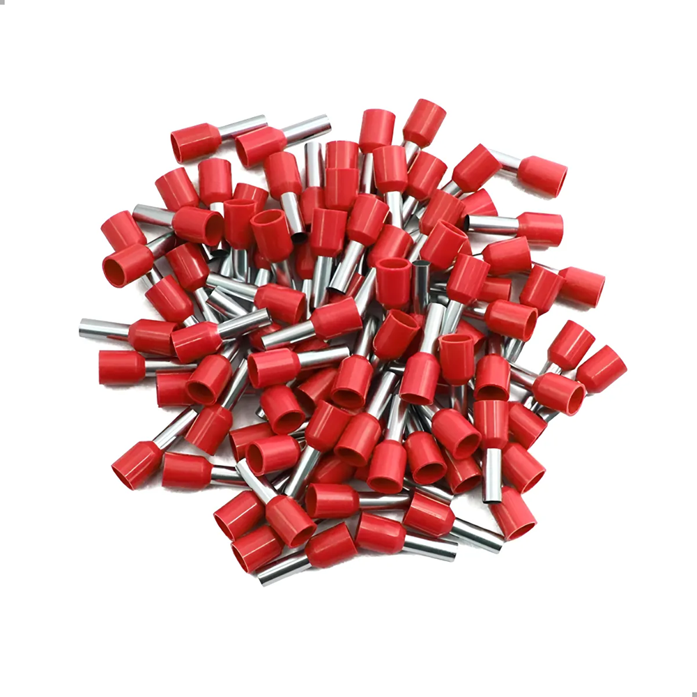 Terminal Tubular Ilhos Simples 10mm Vermelho c/ 100 und. - Imagem 2