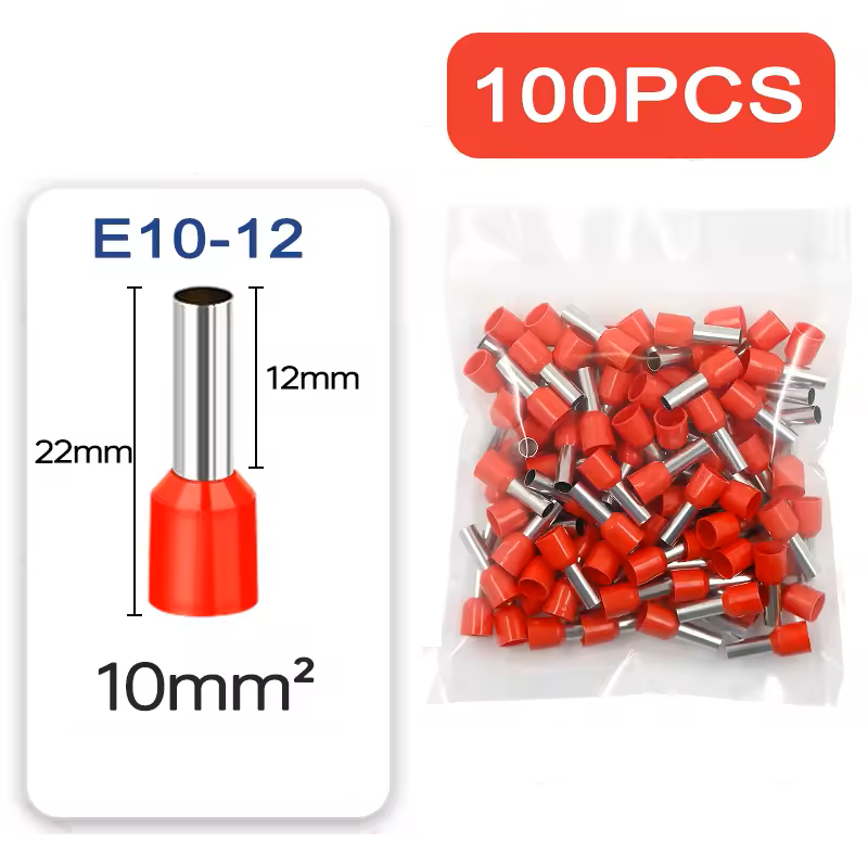 Terminal Tubular Ilhos Simples 10mm Vermelho c/ 100 und. - Imagem 3