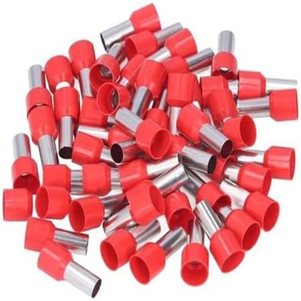 Terminal Tubular Ilhos Simples 35mm Vermelho c/ 100 und. - Imagem 2