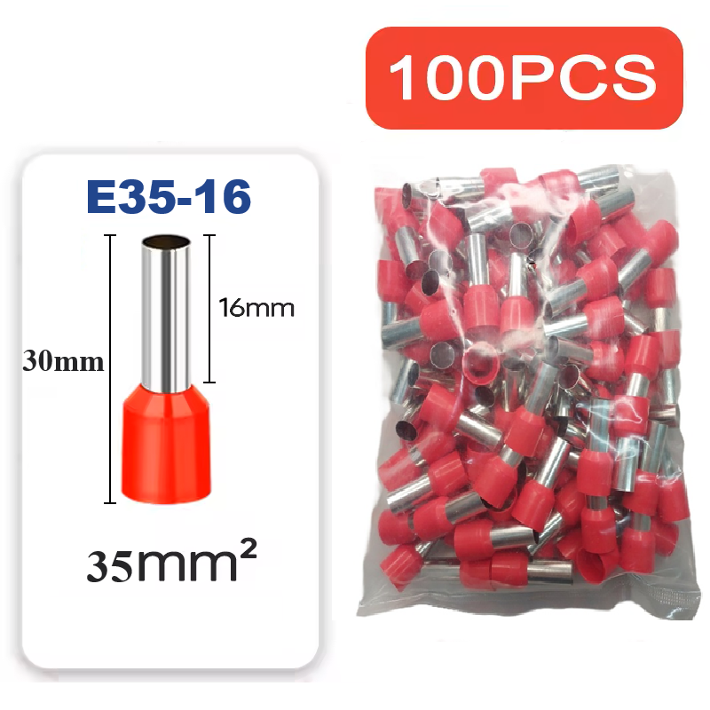 Terminal Tubular Ilhos Simples 35mm Vermelho c/ 100 und. - Imagem 3